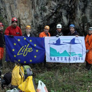 The team at the cave entrance