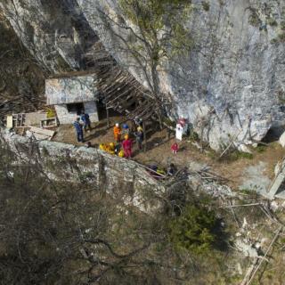 At the artificial entrances of the cave