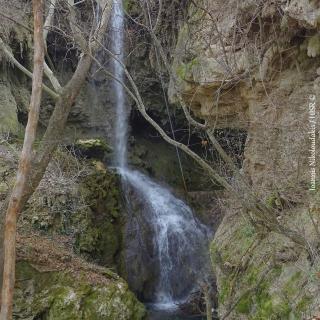 The North waterfall meets Krousovitis river before entering the cave