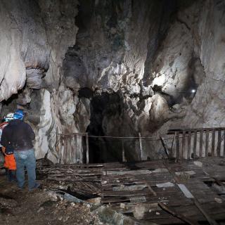 The platform under the natural entrance